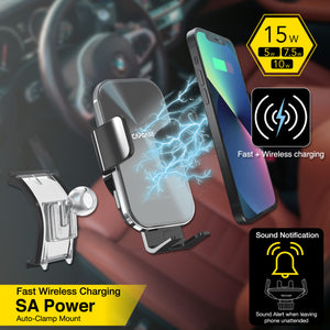 SA Power Fast Wireless Charging Auto-Clamp Car Mount DSH Base-BX5X7 for BMW 2, 3, 4, 8, M, X, Z Series