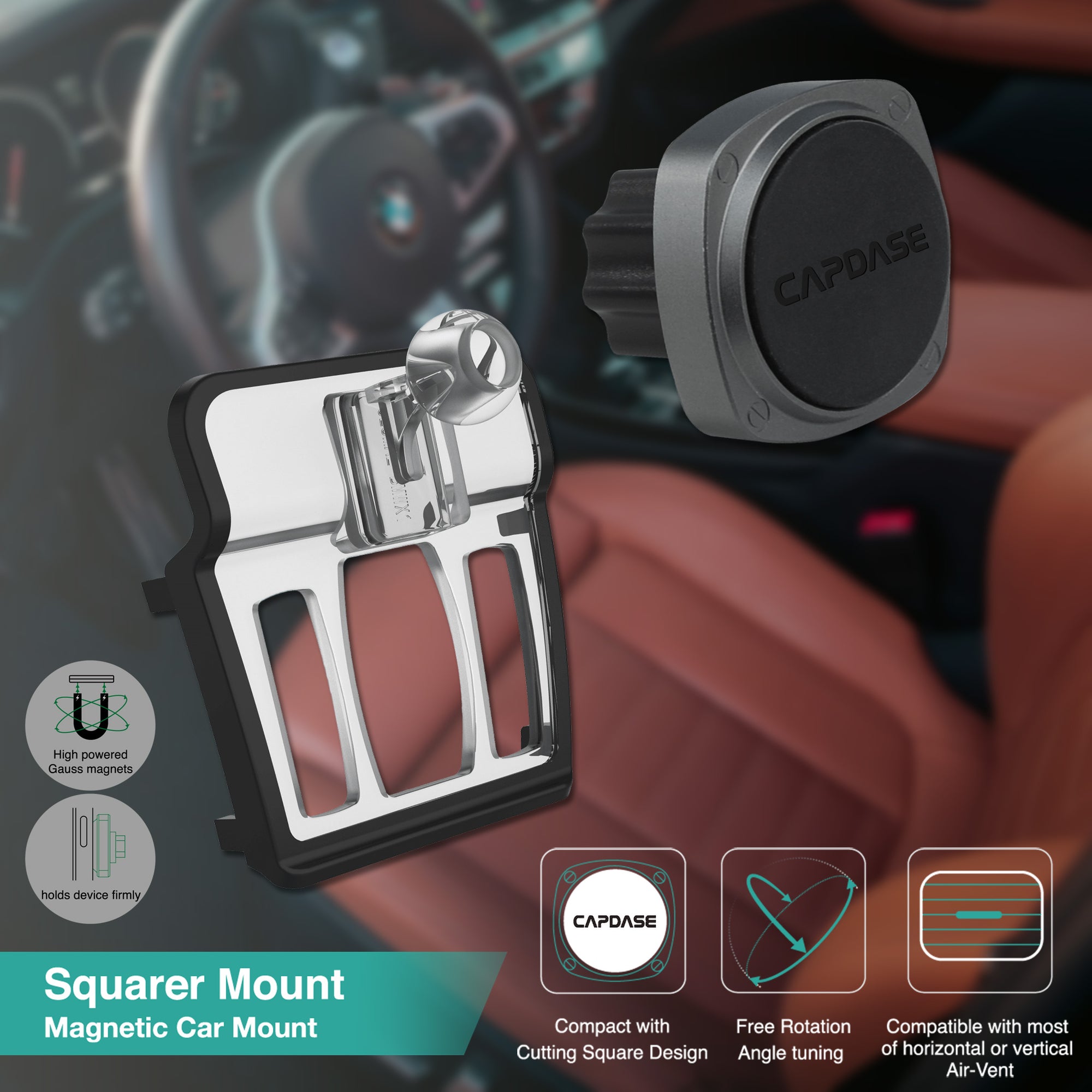 SQUARER Magnetic Car Mount DSH Base-BMWX1 for BMW 2, X1, X2