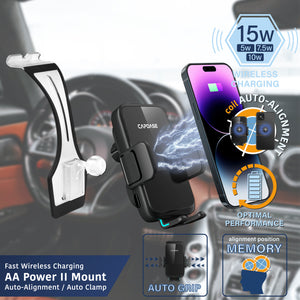 AA Power II Fast Wireless Charging Auto-Clamp & Auto-Alignment Car Mount DSH Base-E01 for Benz E Class / CLS