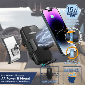 AA Power II Fast Wireless Charging Auto-Clamp & Auto-Alignment Car Mount DBase-KY for Porsche Cayenne (2018-2021)