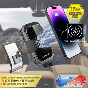 A-CM Power II Ceramic Cooling Fast Wireless Charging Auto-Clamp Car Mount DBase-KY for Porsche Cayenne (2018-2021)