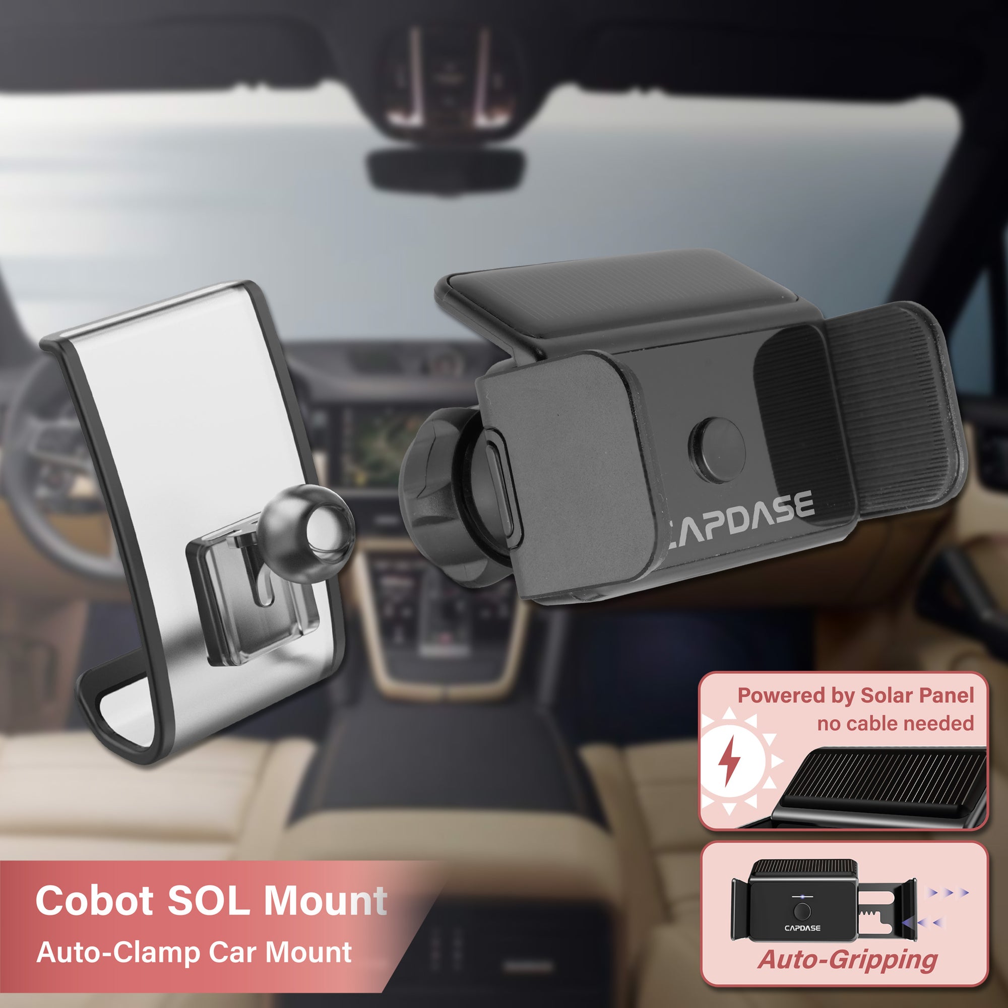 Cobot-SOLAR Auto-Clamp Car Mount DBase - Macan for Porsche MACAN (2014-2020)