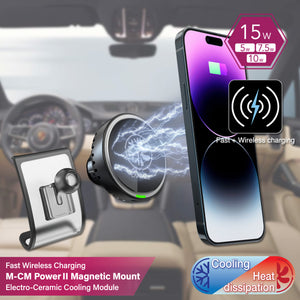 M-CM Power II Ceramic Cooling Fast Wireless Charging Magnetic Car Mount DBase - PLML for Porsche Panamera (2017-2020)