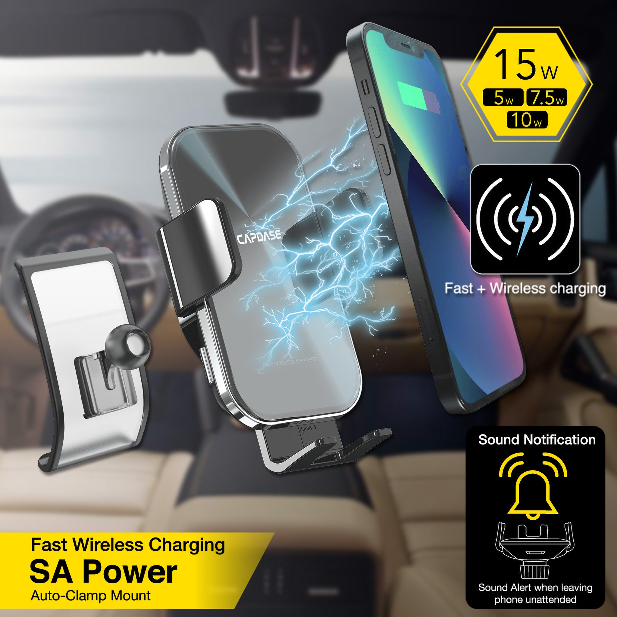 AA Power II Fast Wireless Charging Auto-Clamp & Auto-Alignment Car Mou -  Capdase