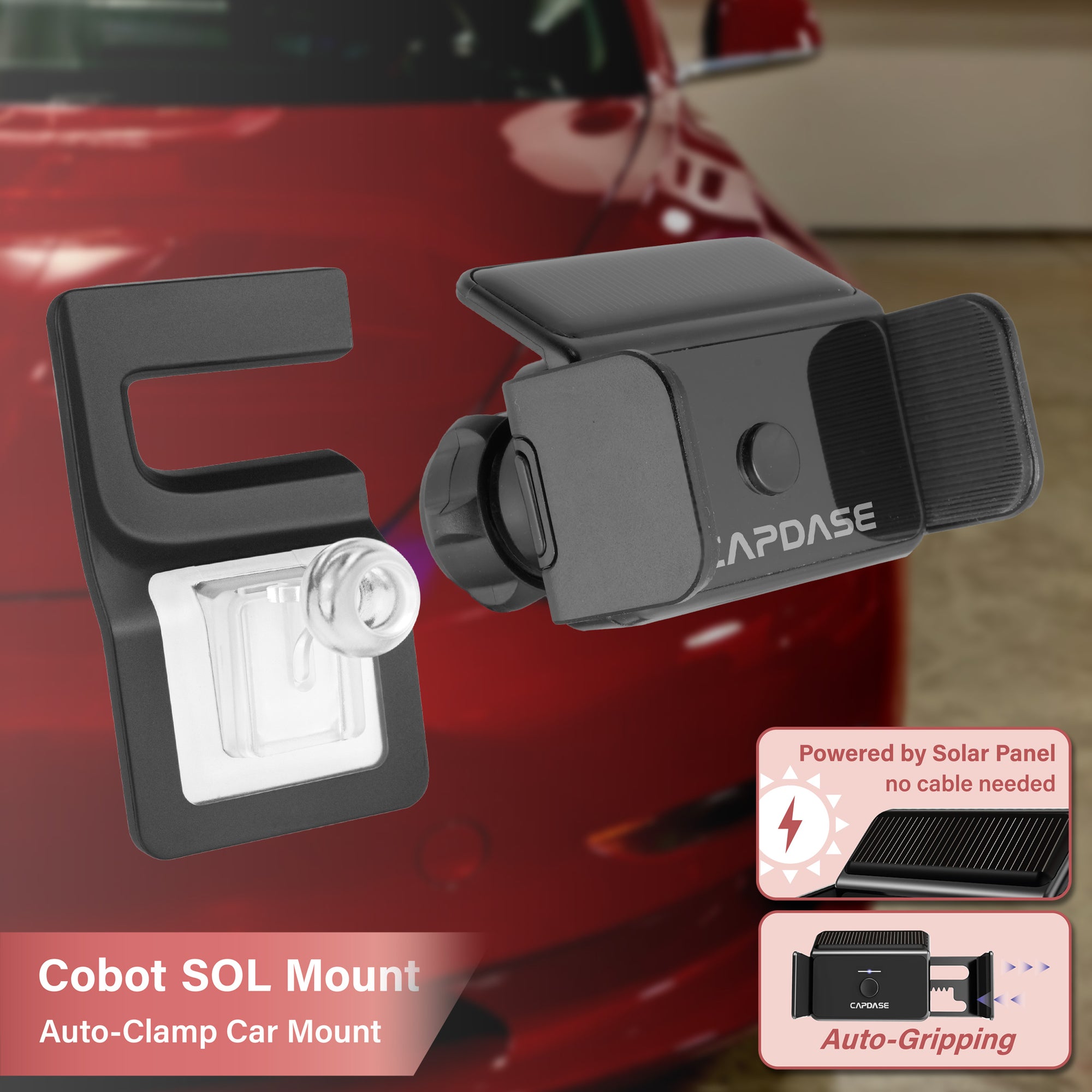 Cobot-SOLAR Auto-Clamp Car Mount DSH Base - MSX for Tesla Model S/X