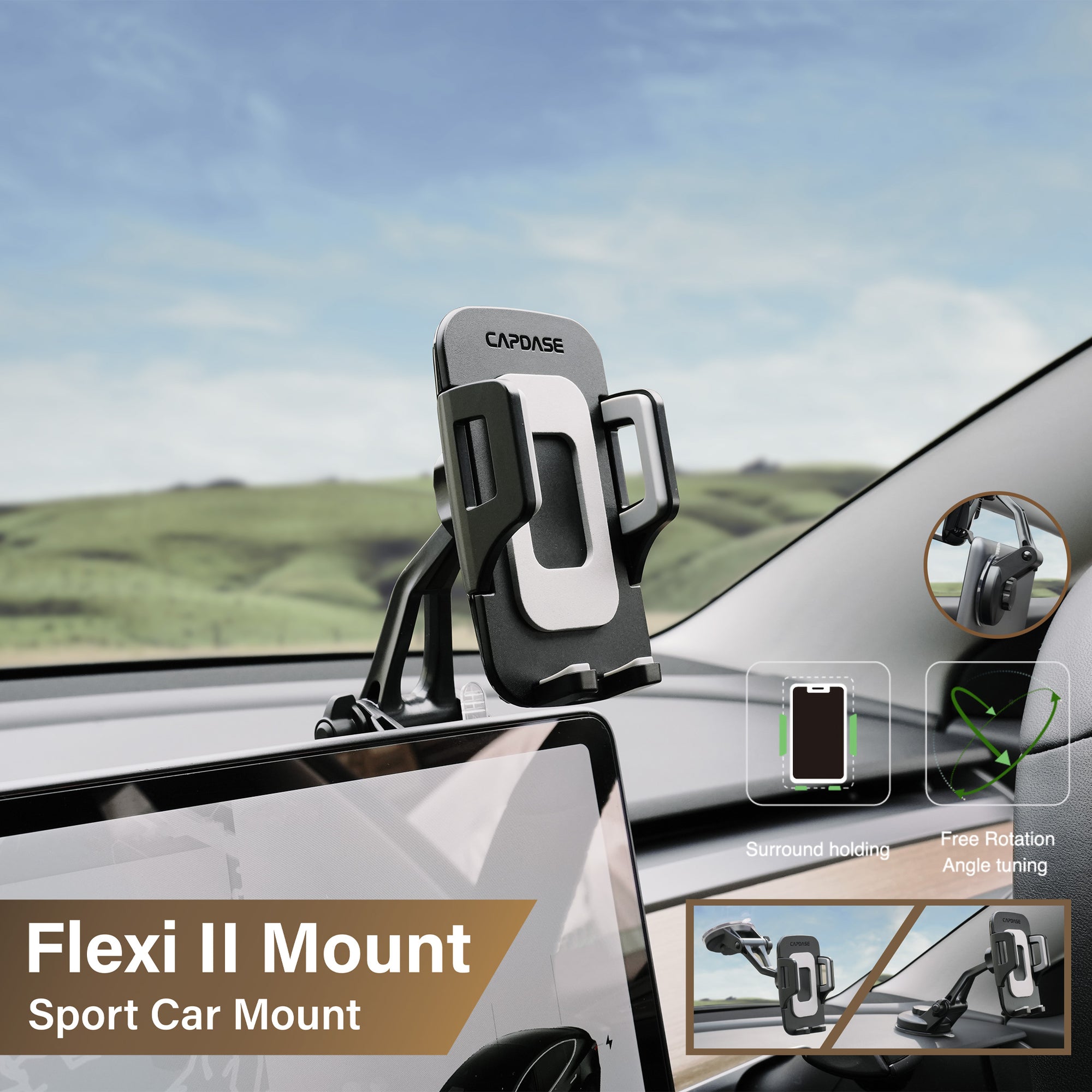 FLEXI II Sport Car Mount Vent Base - T-140 Tesla Model 3/Y (Compatible)