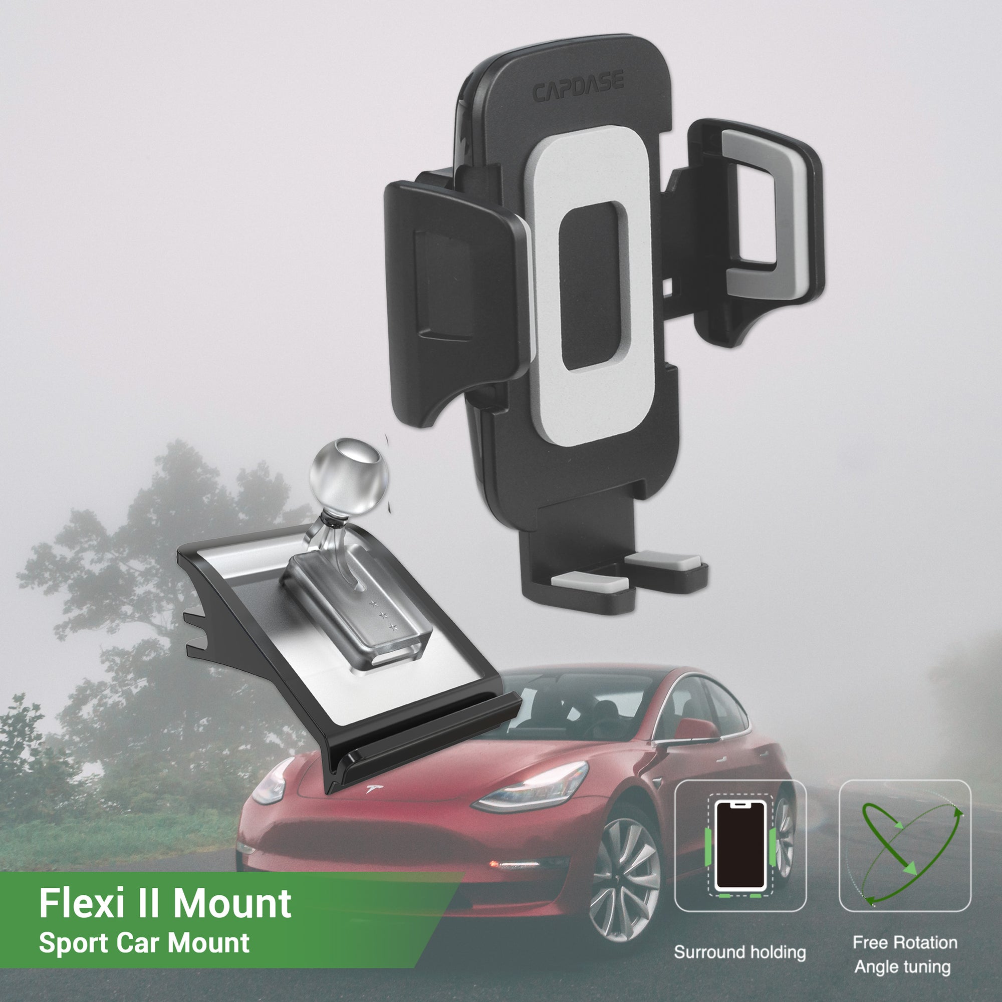 FLEXI II Sport Car Mount Vent Base - T01 for Tesla Model 3/Y