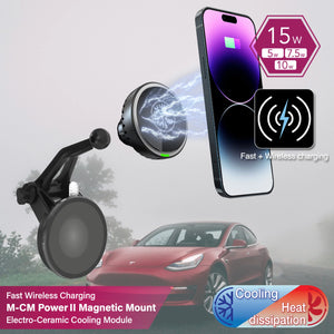 M-CM Power II Ceramic Cooling Fast Wireless Charging Magnetic Car Mount TouchScreen - CH04 for Tesla Model 3/Y