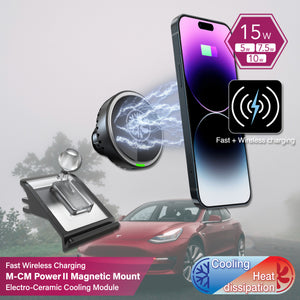 M-CM Power II Ceramic Cooling Fast Wireless Charging Magnetic Car Mount Vent Base - T01 for Tesla Model 3/Y