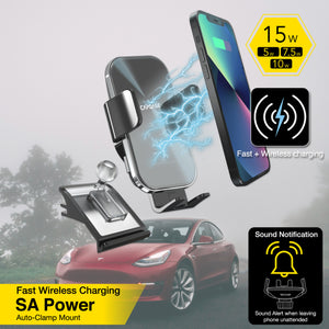 SA Power Fast Wireless Charging Auto-Clamp Car Mount Vent Base - T01 for Tesla Model 3/Y