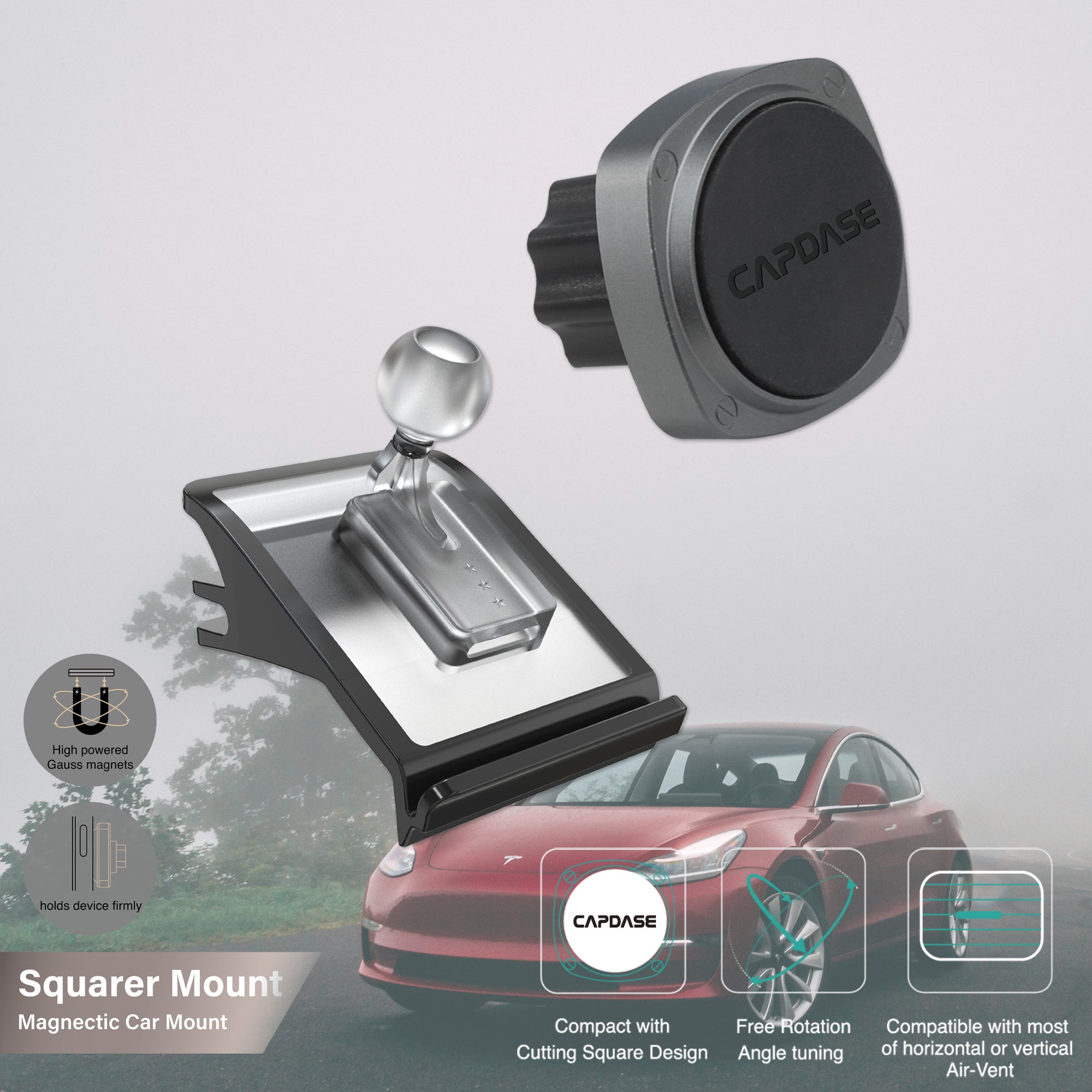 SQUARER Magnetic Car Mount Vent Base - T01 for Tesla Model 3/Y