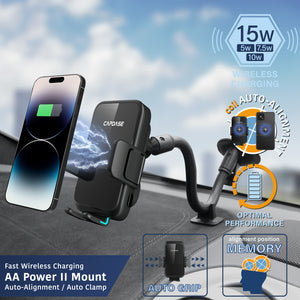 AA Power II Fast Wireless Charging Auto-Clamp & Auto-Alignment Car Mount Gooseneck Arm 300mm