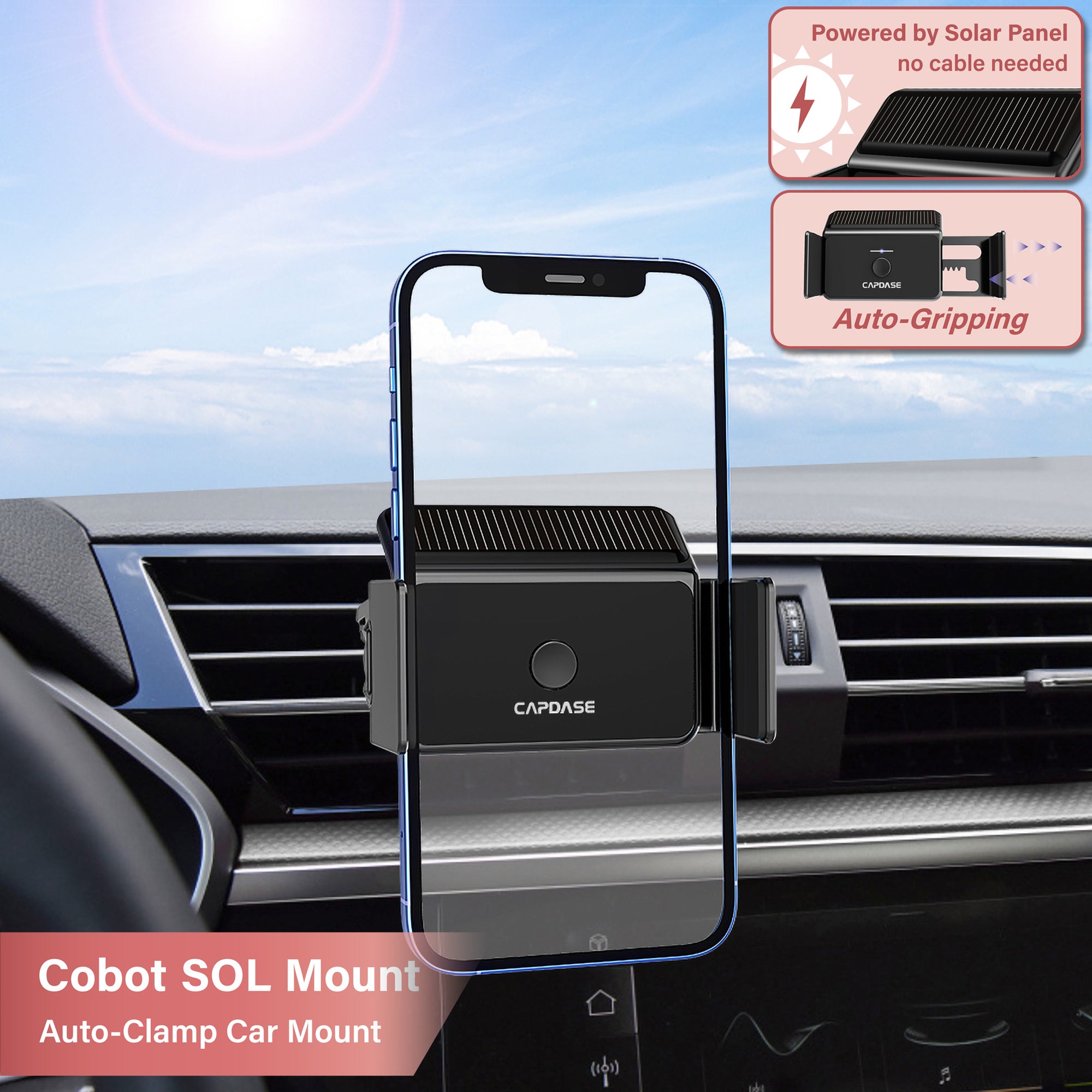 Cobot-SOLAR Auto-Clamp Car Mount Vent Clip-85