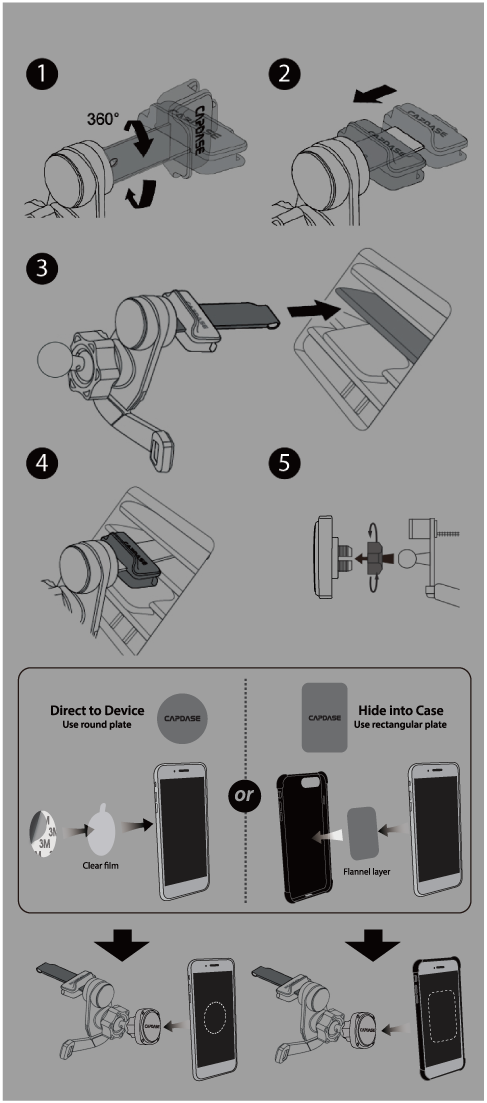 SQUARER Magnetic Car Mount Air Vent-Hook