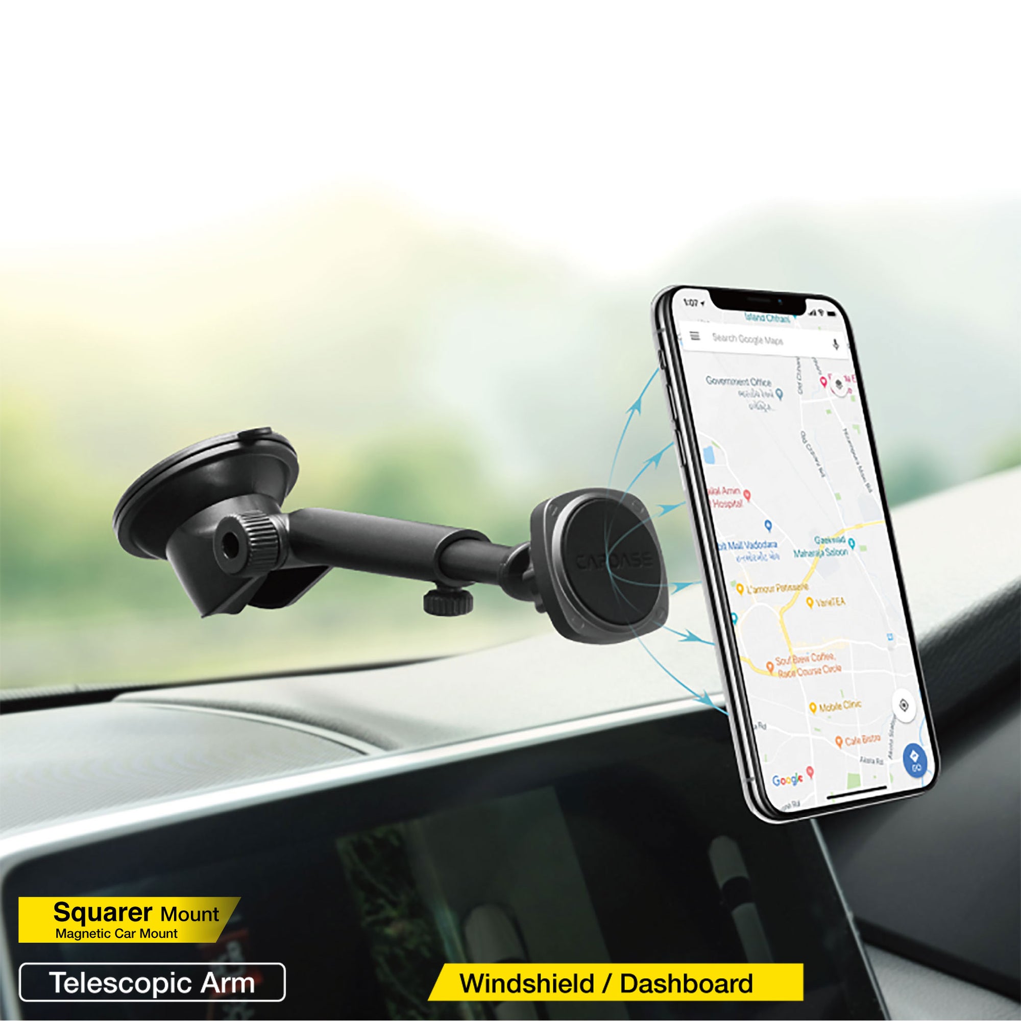 SQUARER Magnetic Car Mount Telescopic Arm