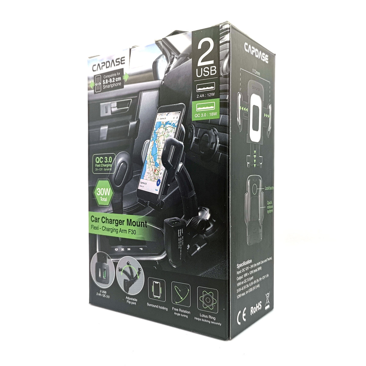 FLEXI II CHARGING ARM F30 QC 3.0 Car Charger Mount