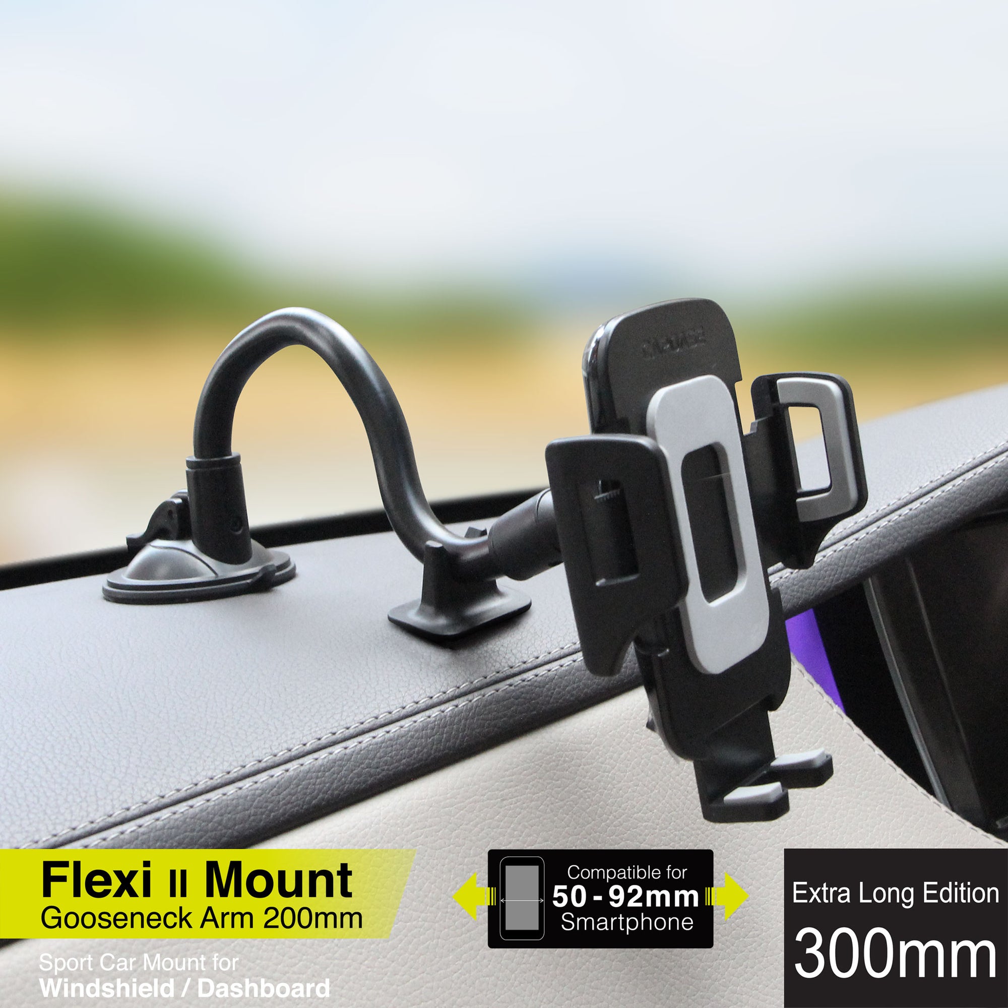 FLEXI II Sport Car Mount Gooseneck Arm 300mm Extra Long Edition