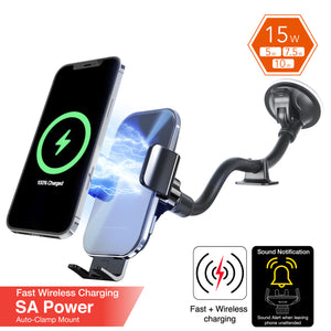 SA Power Fast Wireless Charging Auto-Clamp Car Mount Gooseneck Arm 300mm