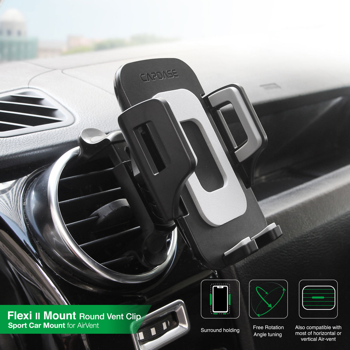 FLEXI II Sport Car Mount Round Air Vent Clip