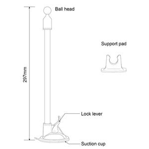 SQUARER Magnetic Car Mount Suction Cup PRO - Gooseneck Arm 300mm