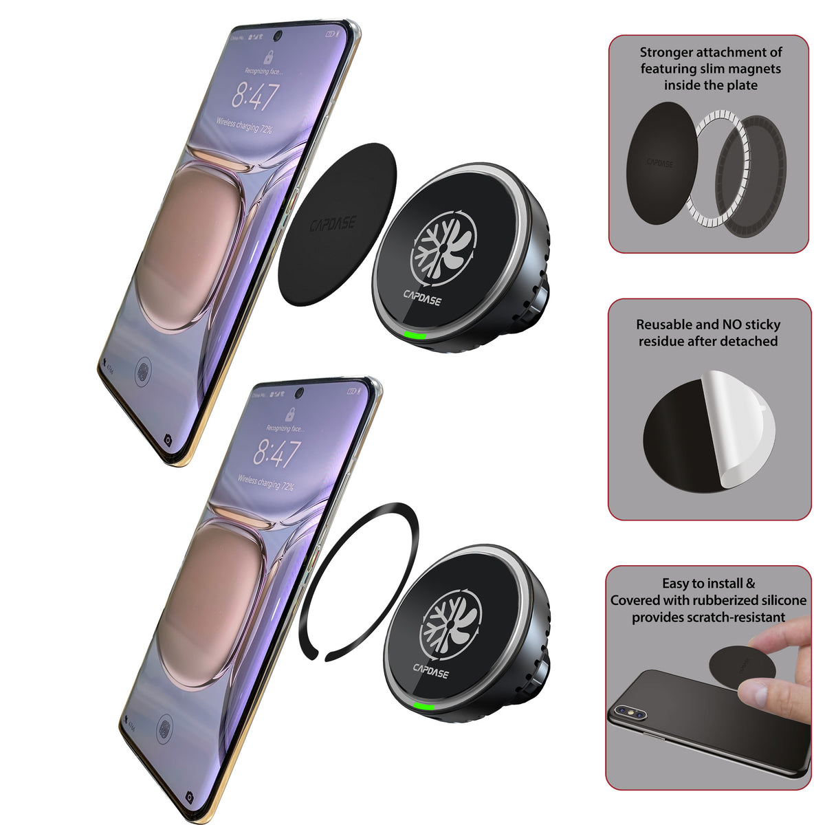 M-CM Power II Ceramic Cooling Fast Wireless Charging Magnetic Car Mount DSH Base-ADA6L for Audi A6L/7I / RS6/7 / S6/7