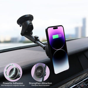 M-CM Power II Ceramic Cooling Fast Wireless Charging Magnetic Car Mount Telescopic Arm