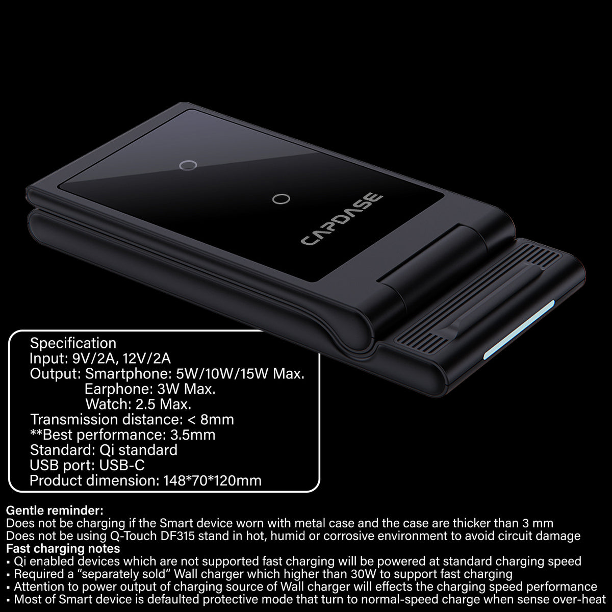 Q-Touch DF315 3-in-1 Fast Wireless Charging Stand