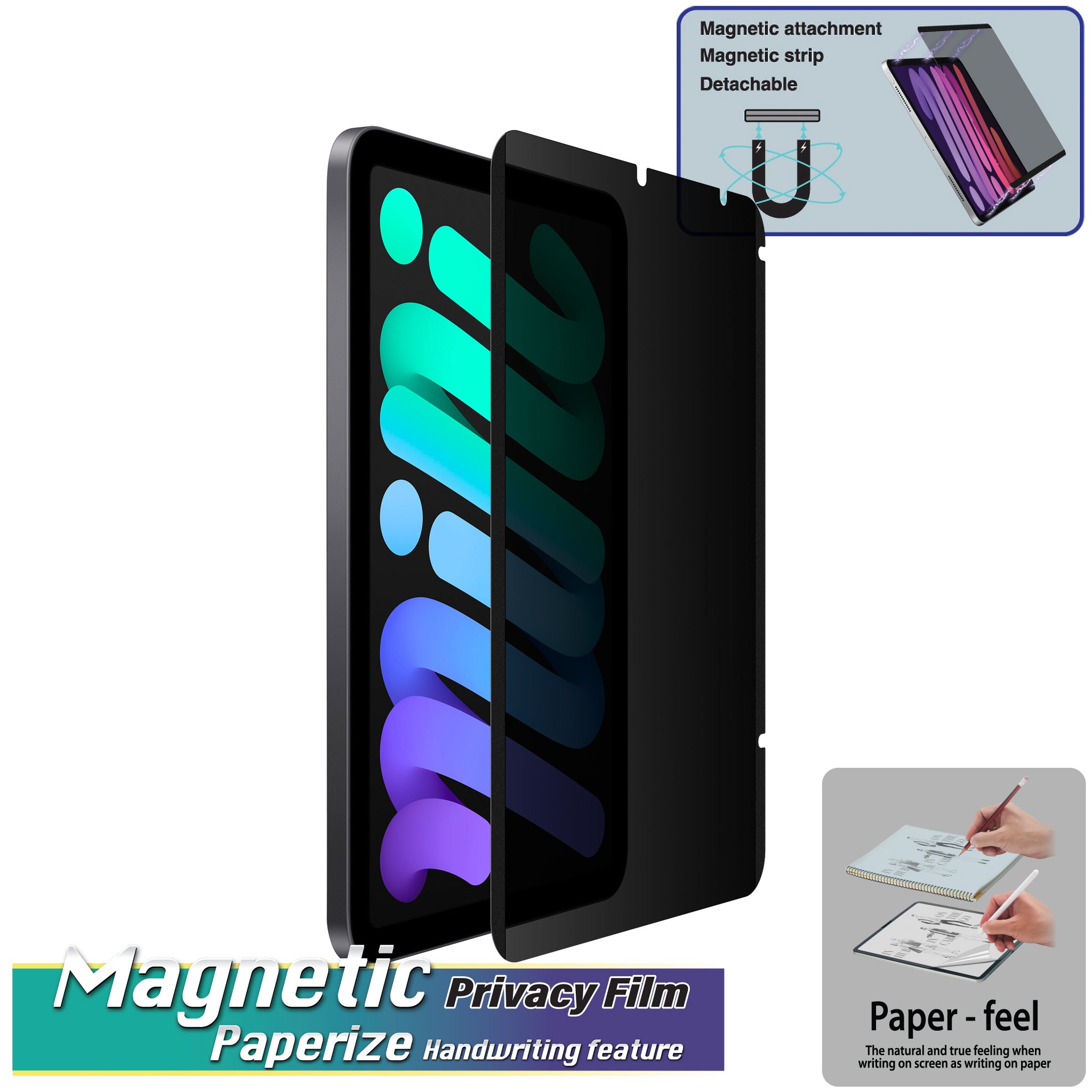 Removable Magnetic Privacy Screen Film For iPad 10.2 / iPad Air
