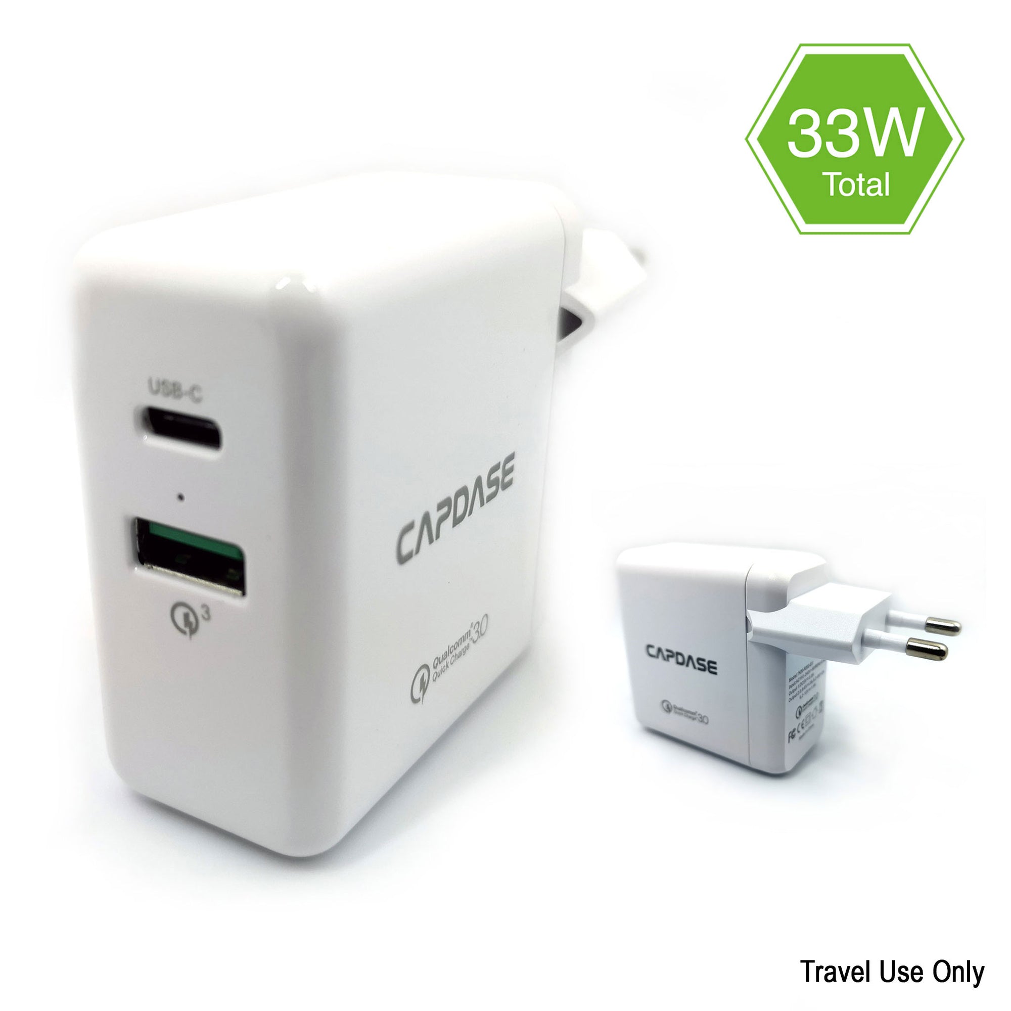 RANGER 2P33B QC3.0 and USB-C Wall Charger with Cable Kit (EU Plug)