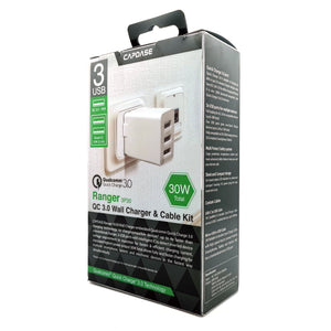 RANGER 3P30B QC3.0 Wall Charger with Cable Kit (EU Plug)