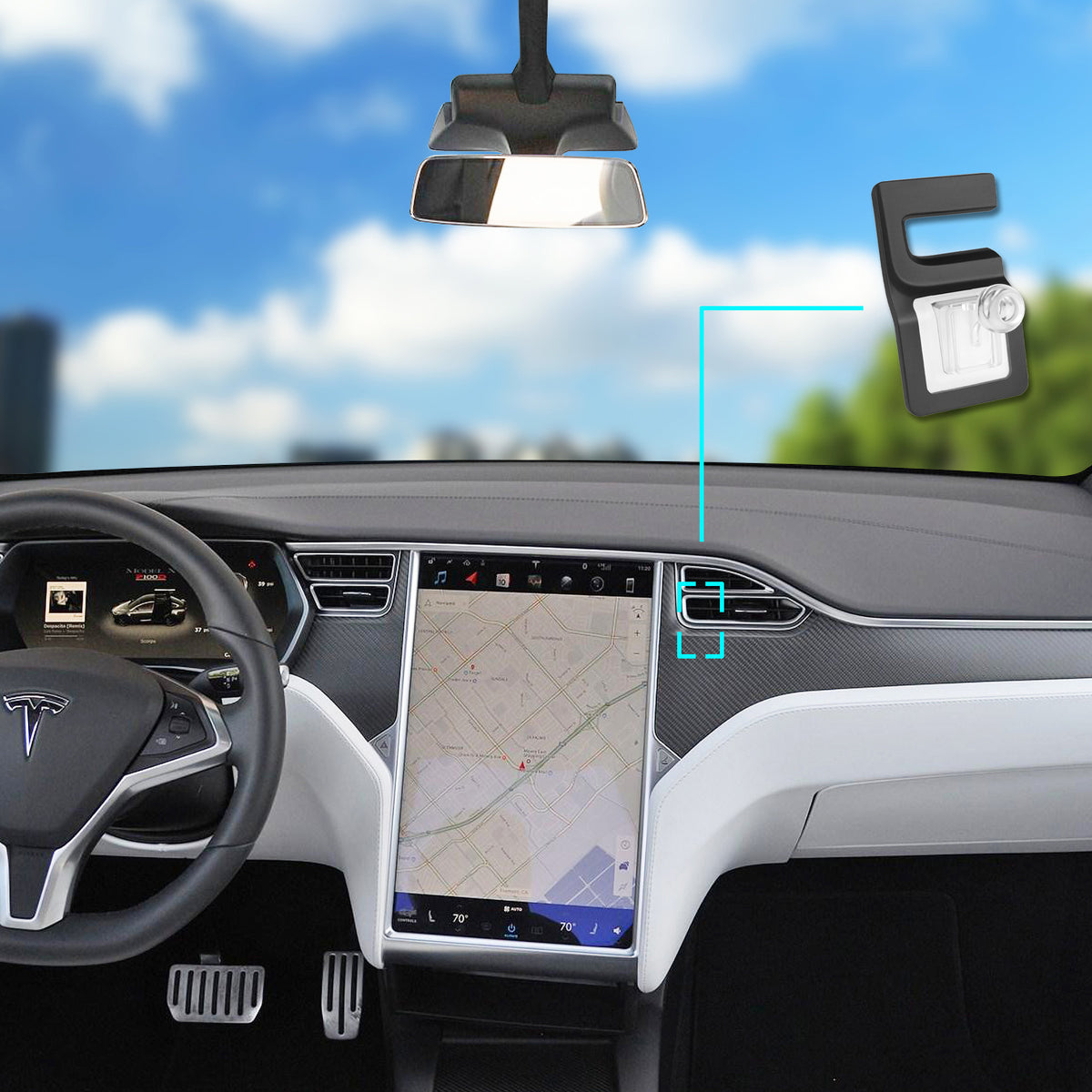 Cobot-SOLAR Auto-Clamp Car Mount DSH Base - MSX for Tesla Model S/X